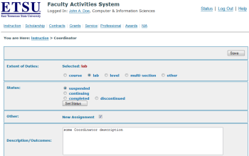 ETSU Faculty Activities System